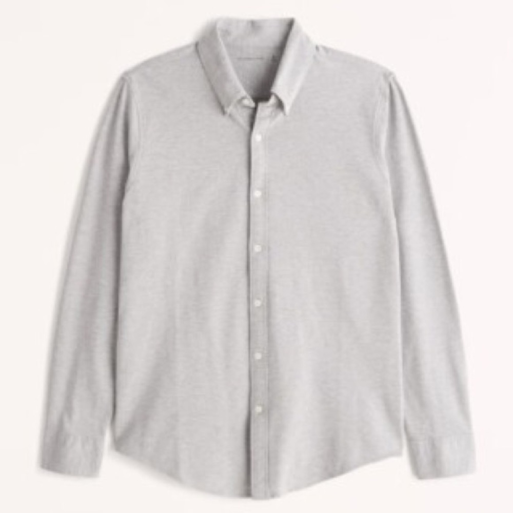 Abercrombie and Fitch Grey Performance Knit Oxford Shirt